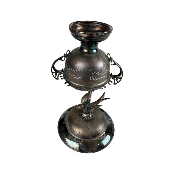 Wm A ROGERS Silver Plated Sugar Bowl Spoon Holder Vintage URN Victorian Trophy - Picture 12 of 13